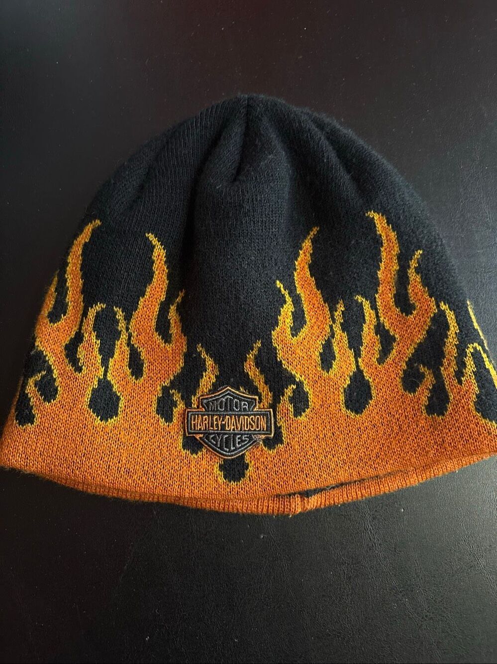 Harley Davidson 2004 flame beanie hat size S/M 18”-20” circumference